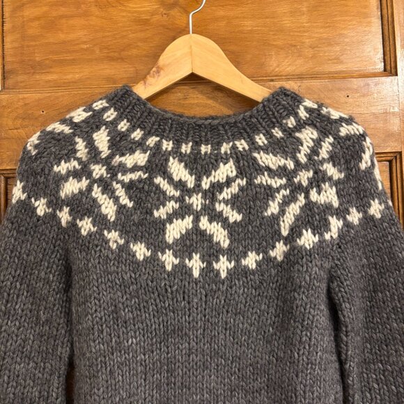 J.Crew Alpaca Wool Blend Handknit Fair Isle Sweater in Gray - S - Picture 3 of 7
